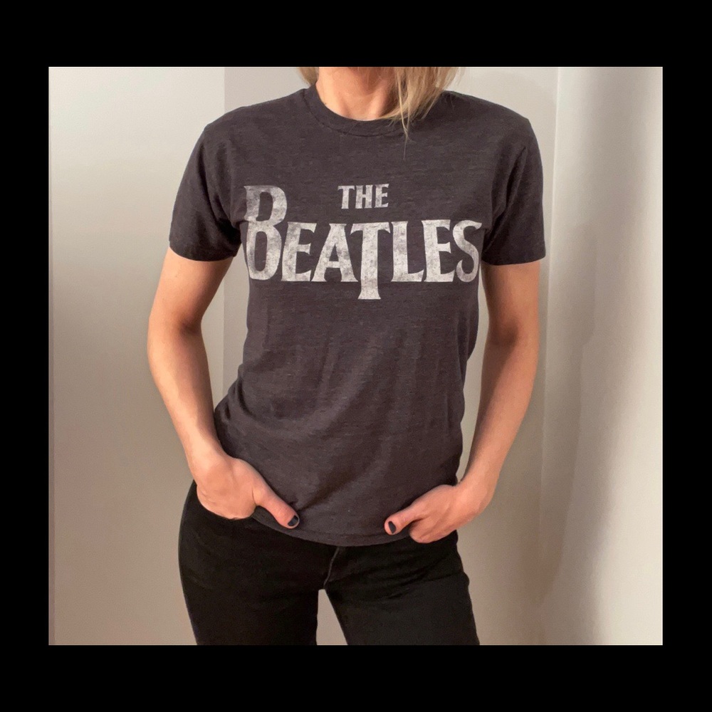 BEATLES Washed Out Black Band Concert T-Shirt